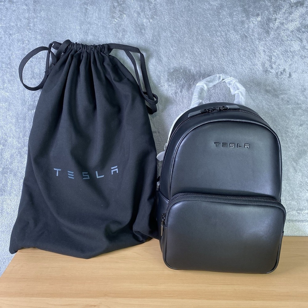 Tesla Mega Mini Pack Backpack Black Vegan Leather Official Tesla Store w/ Cover